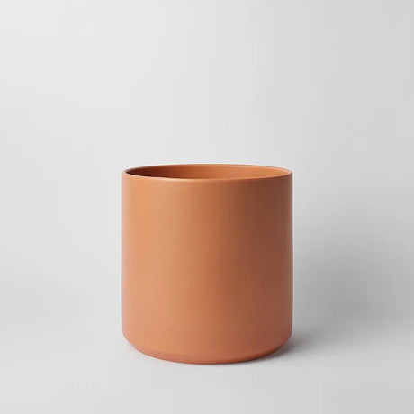 Ceramic Cylinder Planter with Optional Hardwood Stand - Ed's Plant Shop