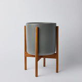 Ceramic Cylinder Planter with Optional Hardwood Stand - Ed's Plant Shop