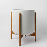 Ceramic Cylinder Planter with Optional Hardwood Stand - Ed's Plant Shop