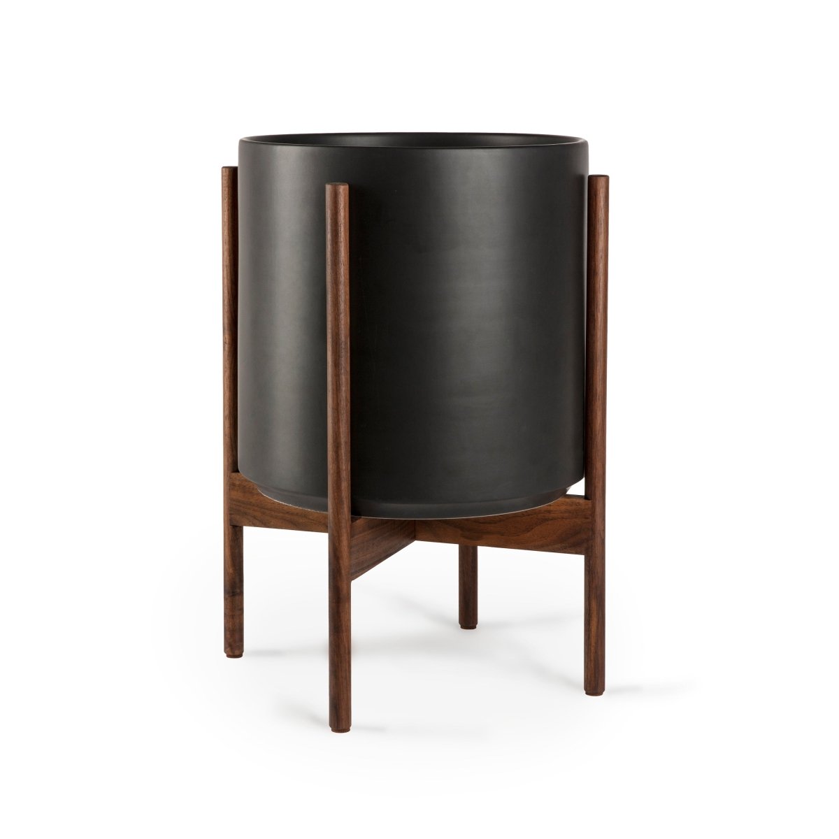 Ceramic Cylinder Planter with Optional Hardwood Stand - Ed's Plant Shop