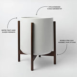 Ceramic Cylinder Planter with Optional Hardwood Stand - Ed's Plant Shop