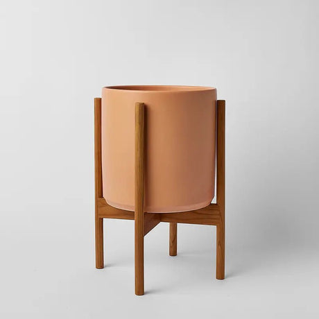 Ceramic Cylinder Planter with Optional Hardwood Stand - Ed's Plant Shop