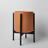 Ceramic Cylinder Planter with Optional Hardwood Stand - Ed's Plant Shop