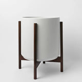 Ceramic Cylinder Planter with Optional Hardwood Stand - Ed's Plant Shop