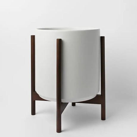 Ceramic Cylinder Planter with Optional Hardwood Stand - Ed's Plant Shop