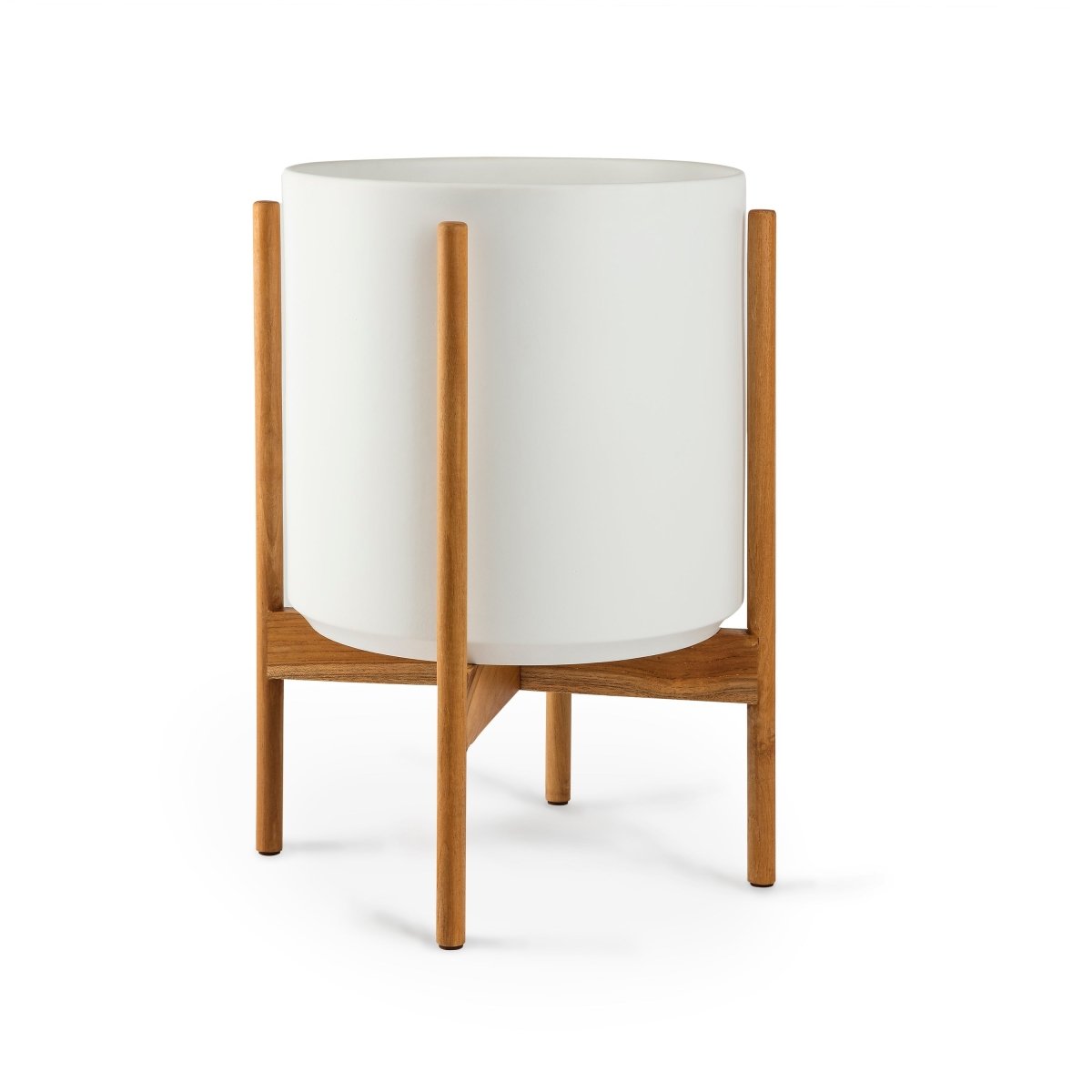 Ceramic Cylinder Planter with Optional Hardwood Stand - Ed's Plant Shop