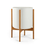 Ceramic Cylinder Planter with Optional Hardwood Stand - Ed's Plant Shop