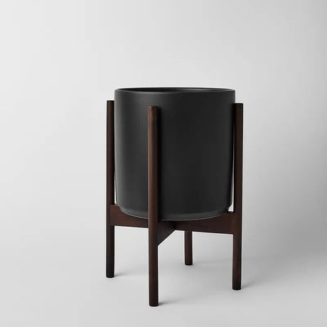 Ceramic Cylinder Planter with Optional Hardwood Stand - Ed's Plant Shop