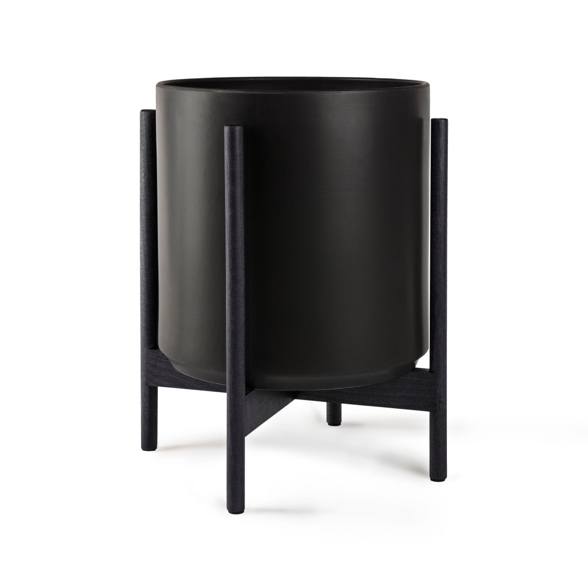 Ceramic Cylinder Planter with Optional Hardwood Stand - Ed's Plant Shop