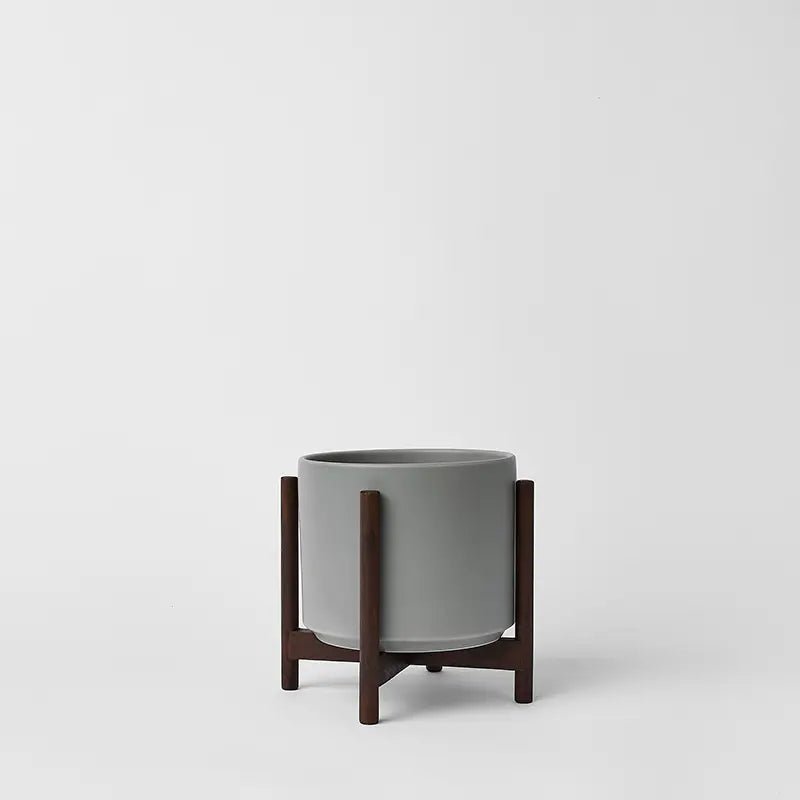 Ceramic Cylinder Planter with Optional Hardwood Stand - Ed's Plant Shop