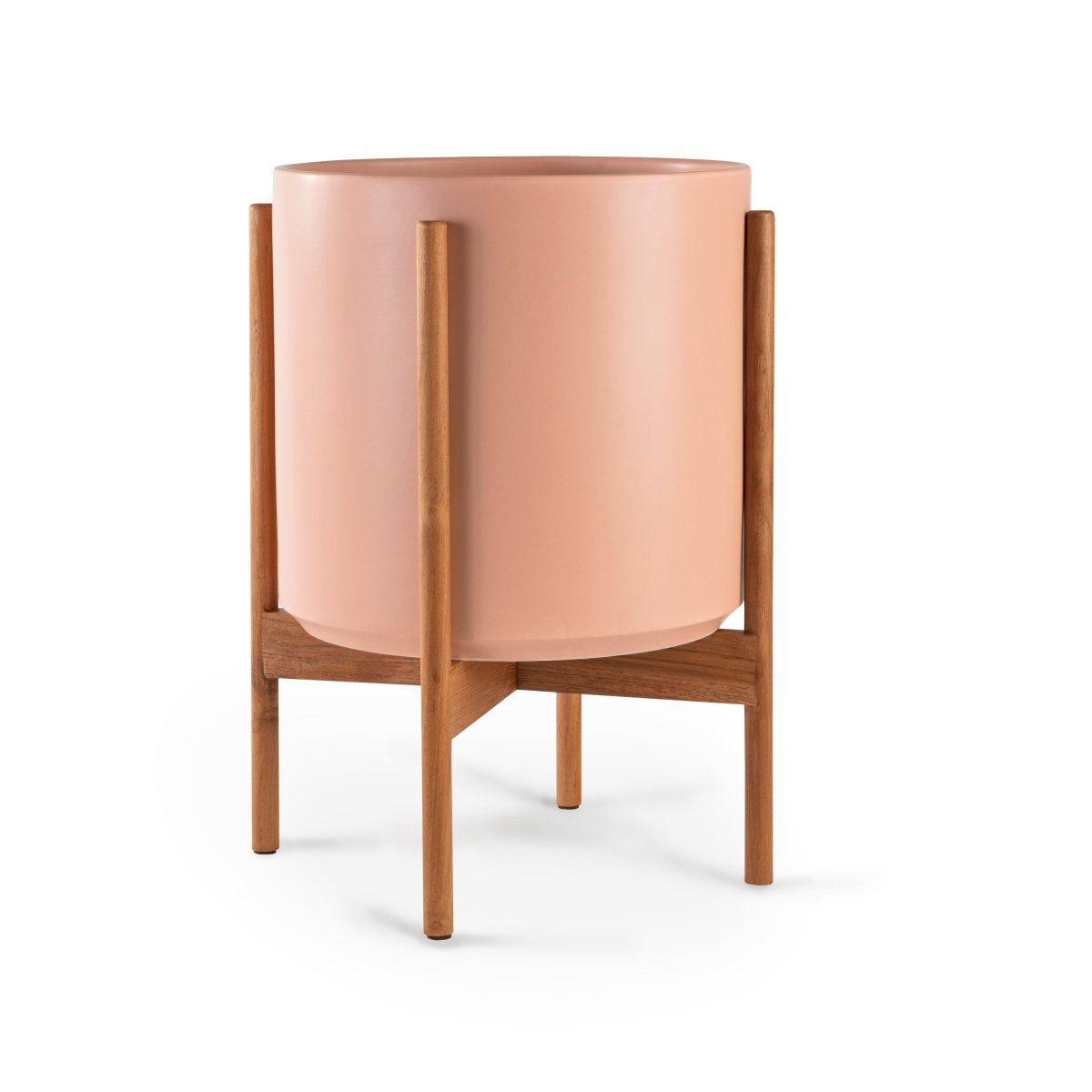 Ceramic Cylinder Planter with Optional Hardwood Stand - Ed's Plant Shop