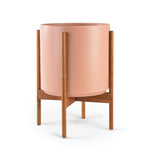 Ceramic Cylinder Planter with Optional Hardwood Stand - Ed's Plant Shop