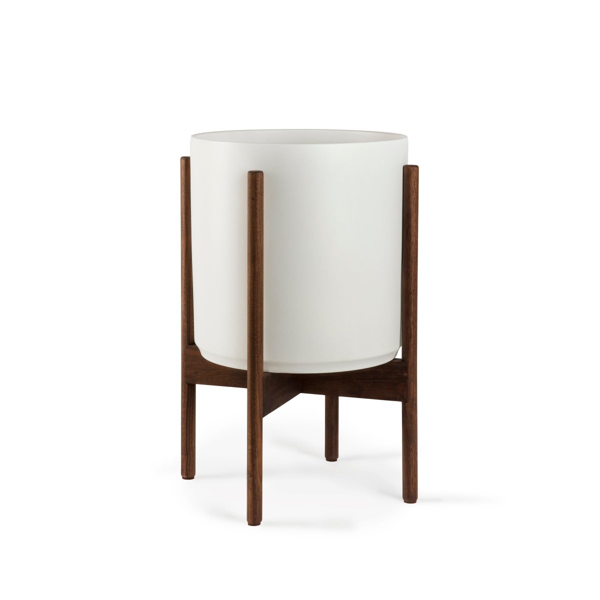 Ceramic Cylinder Planter with Optional Hardwood Stand - Ed's Plant Shop