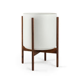 Ceramic Cylinder Planter with Optional Hardwood Stand - Ed's Plant Shop