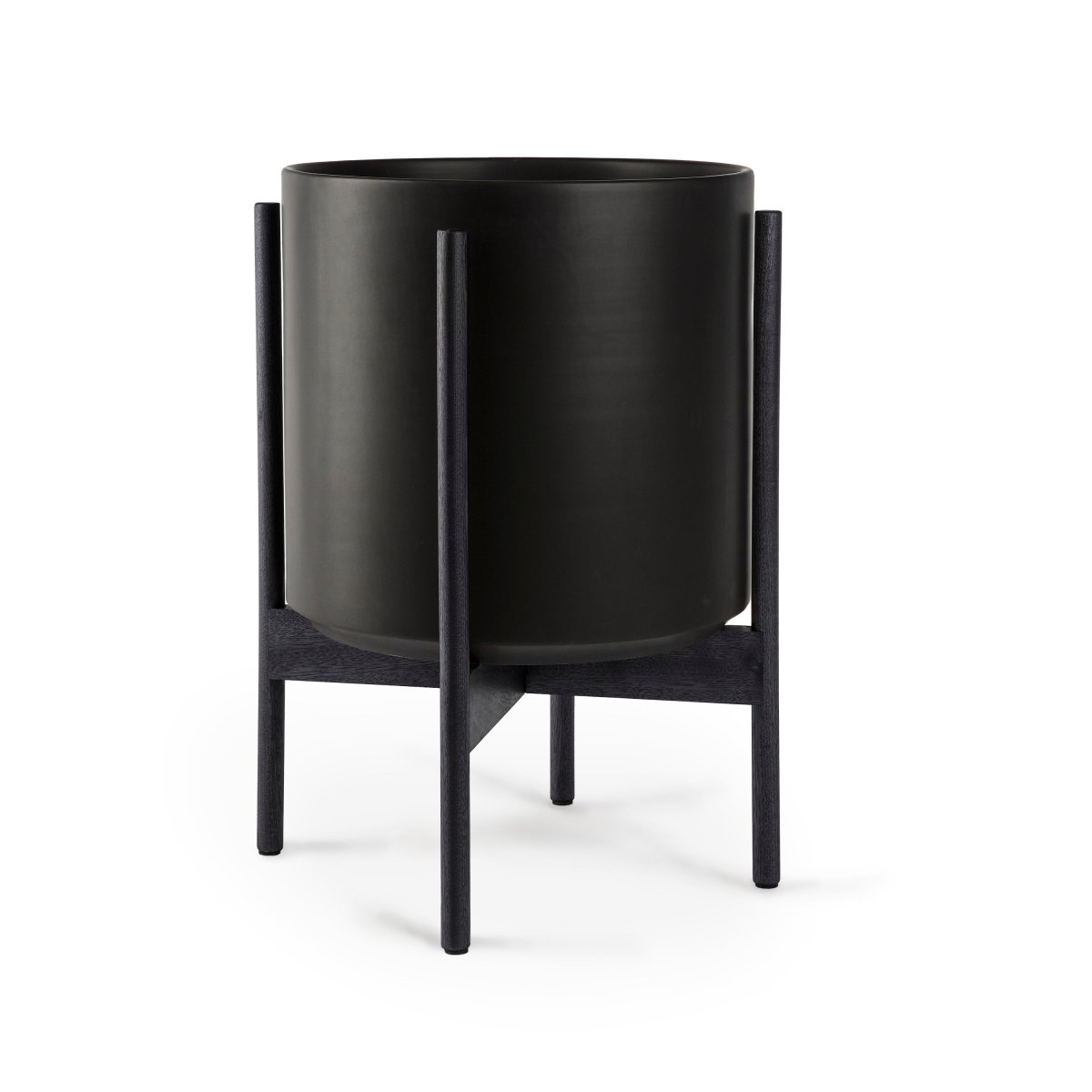 Ceramic Cylinder Planter with Optional Hardwood Stand - Ed's Plant Shop