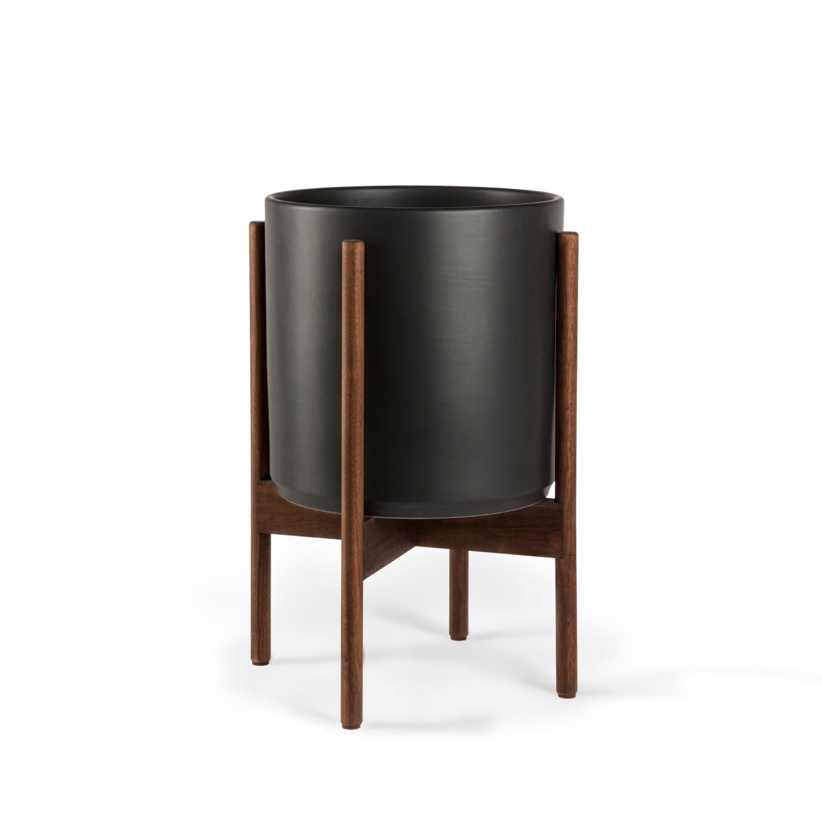 Ceramic Cylinder Planter with Optional Hardwood Stand - Ed's Plant Shop