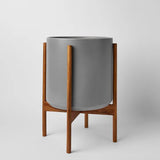 Ceramic Cylinder Planter with Optional Hardwood Stand - Ed's Plant Shop