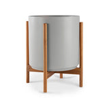 Ceramic Cylinder Planter with Optional Hardwood Stand - Ed's Plant Shop