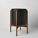 Ceramic Cylinder Planter with Optional Hardwood Stand - Ed's Plant Shop