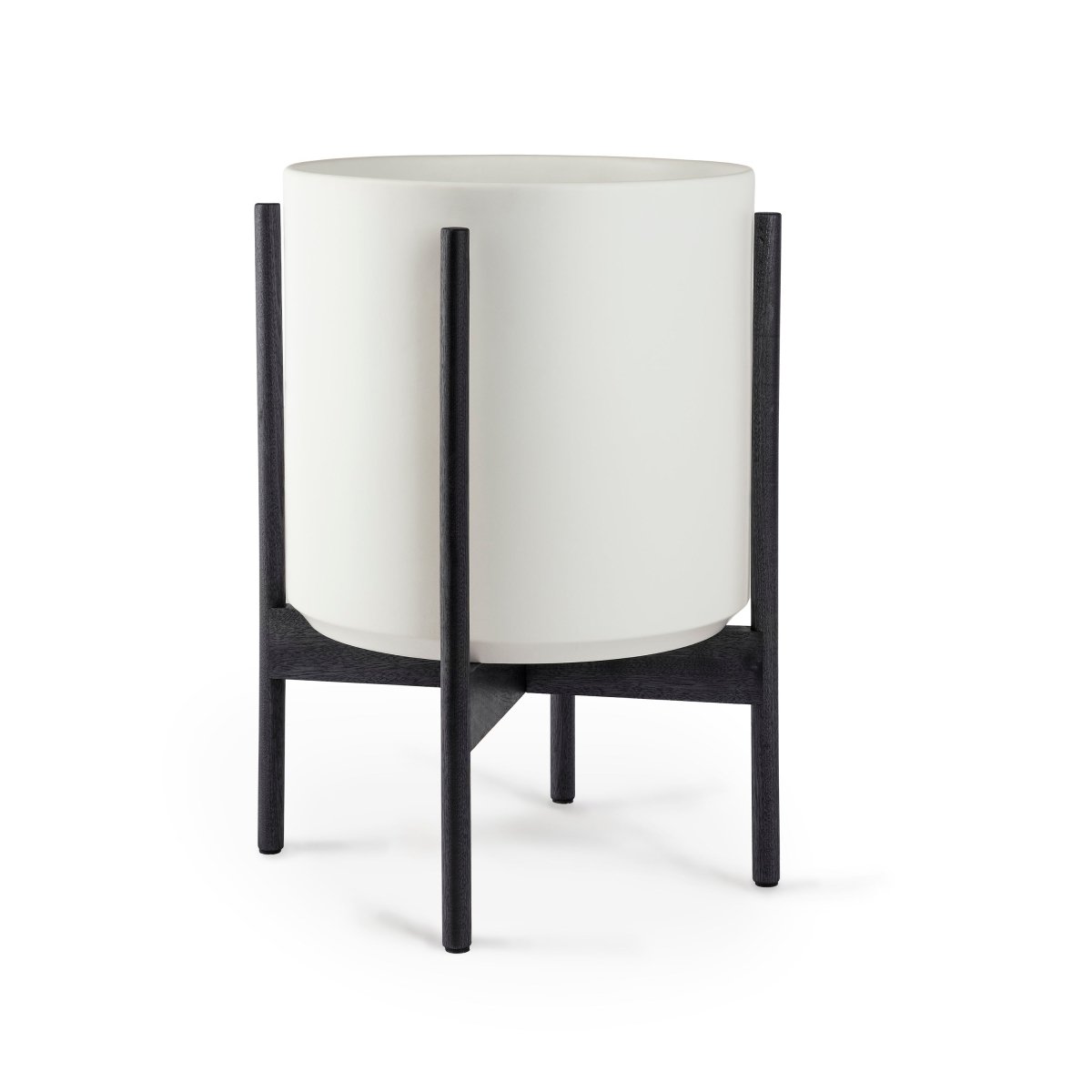 Ceramic Cylinder Planter with Optional Hardwood Stand - Ed's Plant Shop