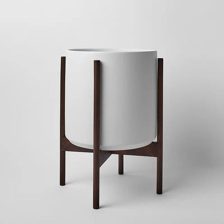 Ceramic Cylinder Planter with Optional Hardwood Stand - Ed's Plant Shop