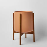 Ceramic Cylinder Planter with Optional Hardwood Stand - Ed's Plant Shop