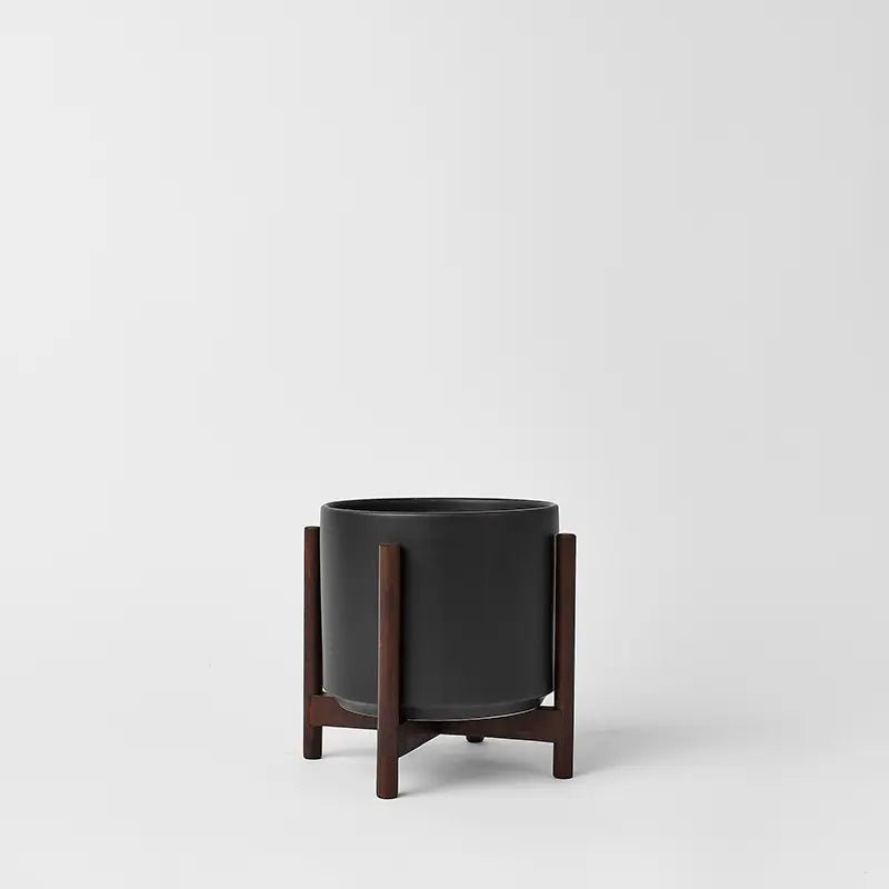 Ceramic Cylinder Planter with Optional Hardwood Stand - Ed's Plant Shop