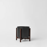 Ceramic Cylinder Planter with Optional Hardwood Stand - Ed's Plant Shop