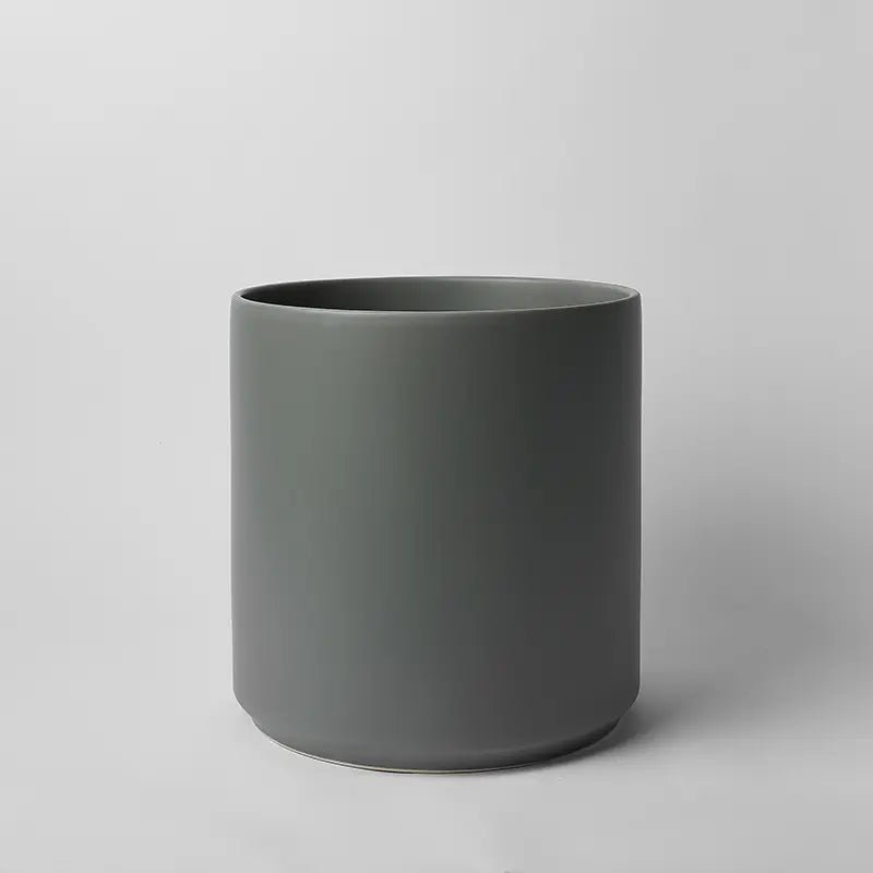 Ceramic Cylinder Planter with Optional Hardwood Stand - Ed's Plant Shop