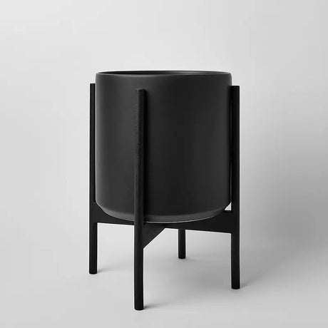 Ceramic Cylinder Planter with Optional Hardwood Stand - Ed's Plant Shop