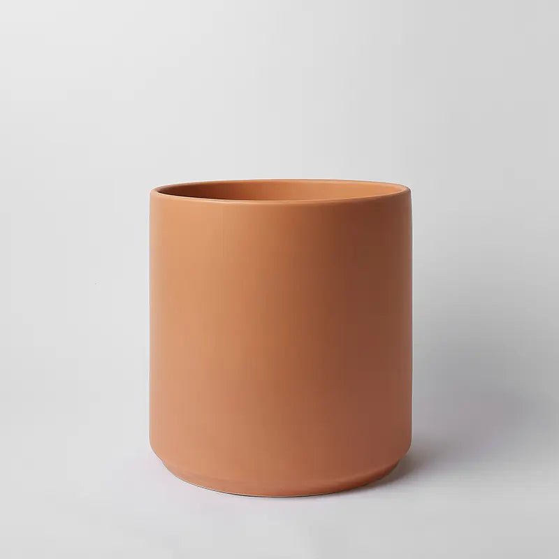 Ceramic Cylinder Planter with Optional Hardwood Stand - Ed's Plant Shop