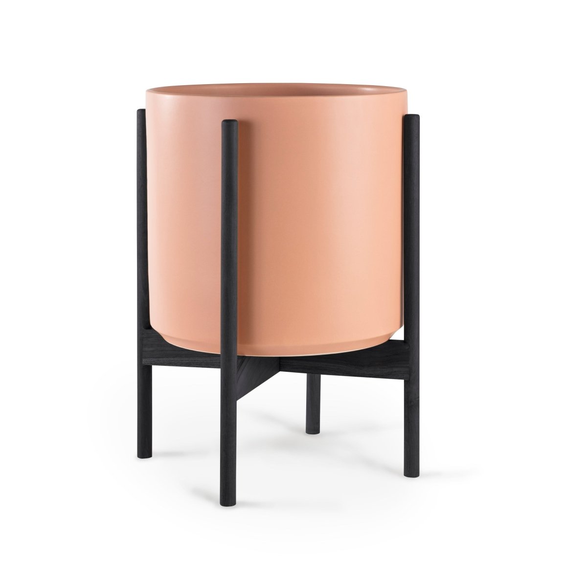 Ceramic Cylinder Planter with Optional Hardwood Stand - Ed's Plant Shop