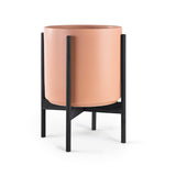 Ceramic Cylinder Planter with Optional Hardwood Stand - Ed's Plant Shop