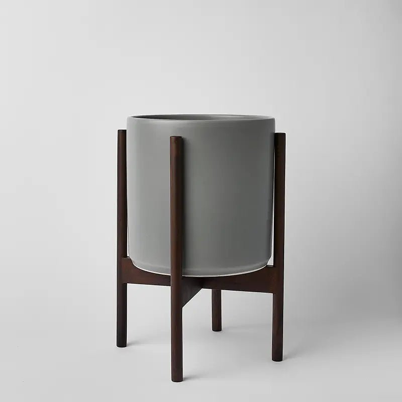 Ceramic Cylinder Planter with Optional Hardwood Stand - Ed's Plant Shop