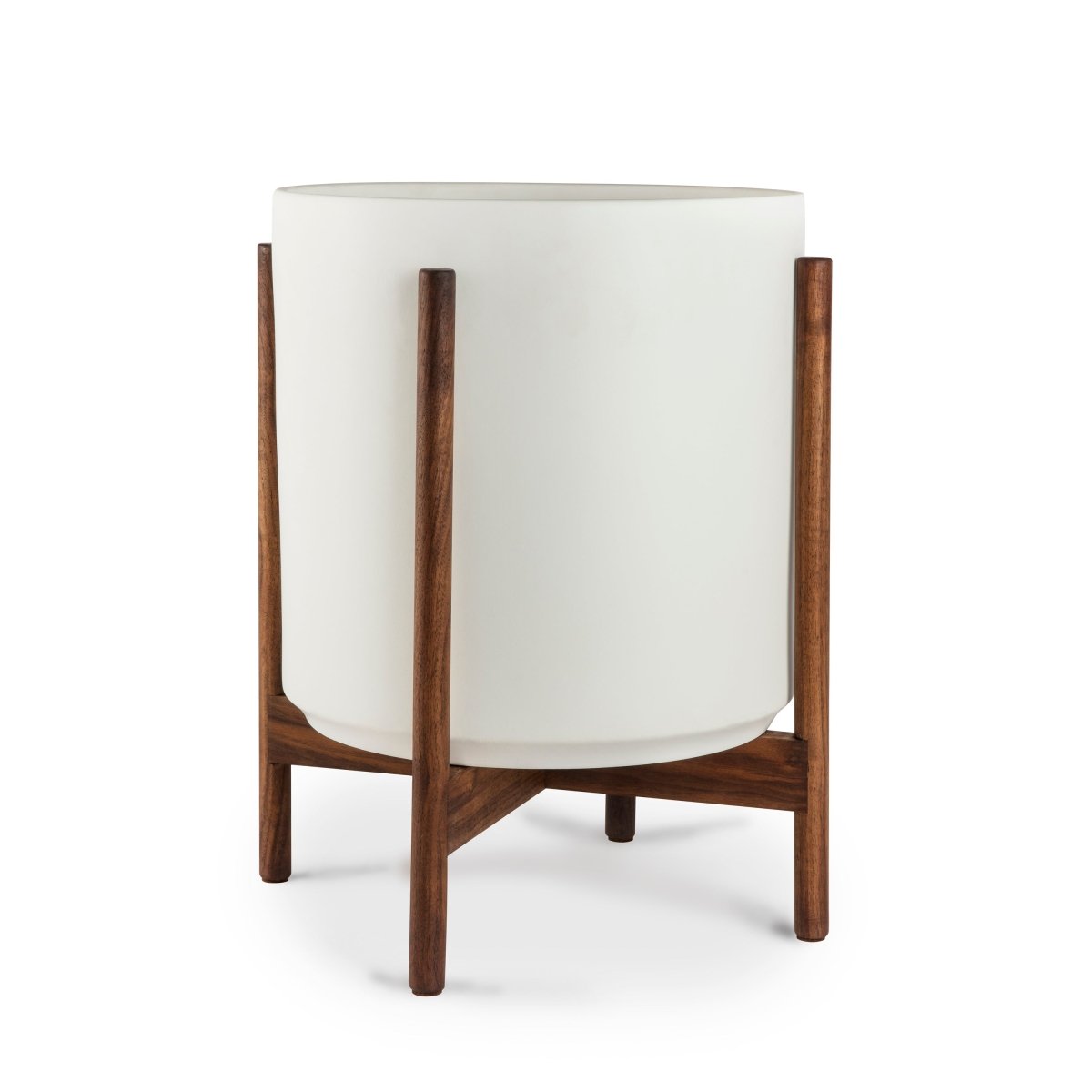 Ceramic Cylinder Planter with Optional Hardwood Stand - Ed's Plant Shop