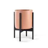 Ceramic Cylinder Planter with Optional Hardwood Stand - Ed's Plant Shop