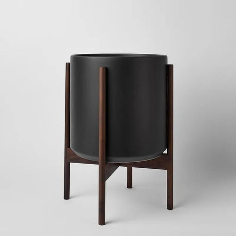 Ceramic Cylinder Planter with Optional Hardwood Stand - Ed's Plant Shop