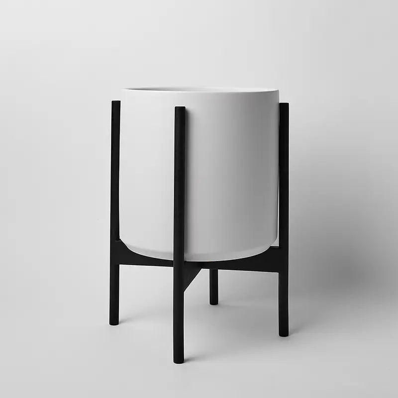 Ceramic Cylinder Planter with Optional Hardwood Stand - Ed's Plant Shop