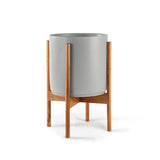 Ceramic Cylinder Planter with Optional Hardwood Stand - Ed's Plant Shop