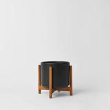 Ceramic Cylinder Planter with Optional Hardwood Stand - Ed's Plant Shop