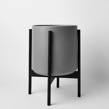 Ceramic Cylinder Planter with Optional Hardwood Stand - Ed's Plant Shop