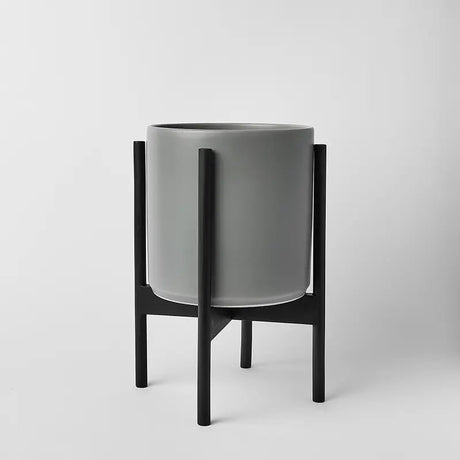 Ceramic Cylinder Planter with Optional Hardwood Stand - Ed's Plant Shop