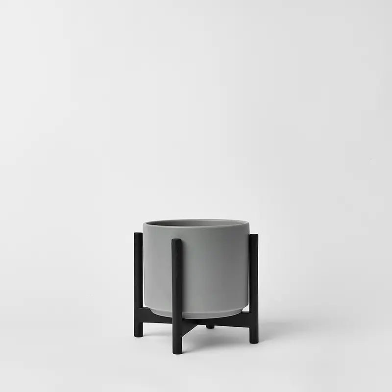 Ceramic Cylinder Planter with Optional Hardwood Stand - Ed's Plant Shop