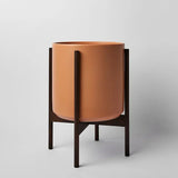 Ceramic Cylinder Planter with Optional Hardwood Stand - Ed's Plant Shop