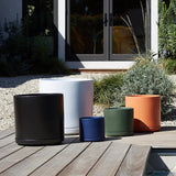 Ceramic Cylinder Planters with Saucer – Modern Indoor & Outdoor Pots in Multiple Sizes - Ed's Plant Shop