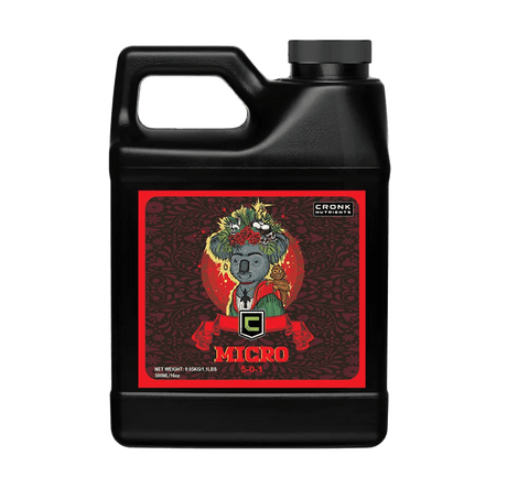 Cronk Nutrients Micro fertilizer bottle showing 5-0-1 NPK ratio