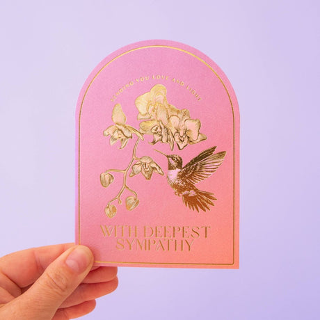 Deepest Sympathies Card | Die - Cut with Gold Foil - Ed's Plant Shop