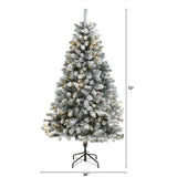 Flocked Rock Springs Spruce Tree | 6' Pre - Lit Artificial Christmas Tree - Ed's Plant Shop