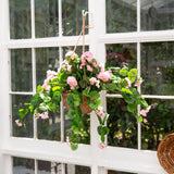 nearly natural geranium hanging basket silk plant - nen-6609-pk Nearly Natural Geranium Hanging Basket Silk Plant