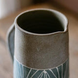 Gray Blue Handpainted Terracotta Table Vase - Ed's Plant Shop